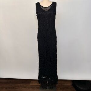Carole Little Black Crochet Maxi Dress